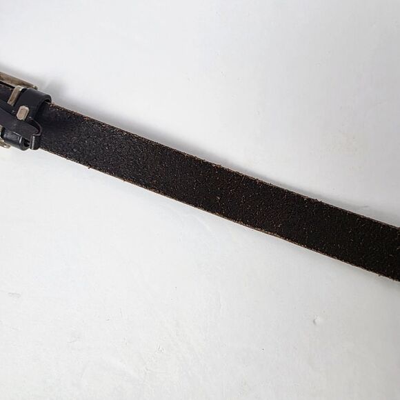 Gucci Vintage Brown Leather Rectangular Logo Gold Tone Buckle Womens Belt 70/28 main image 6